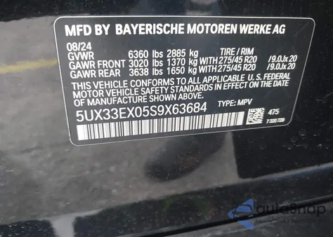 2025 BMW X6 xDrive40I z USA, uszkodzony, nr VIN 5UX33EX05S9X63684